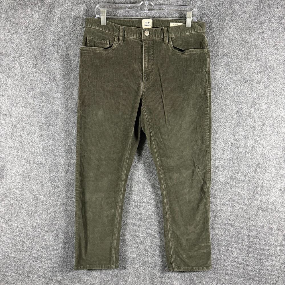 Flint and Tinder Corduroy Pant Mens 33x26 Moss Green Slim Fit Stretch Huckberry